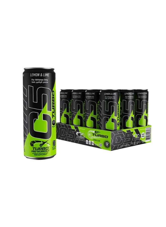 C5 Turbo Energy Drink 355ml – Lemon & Lime (Pack of 12) - Image 1